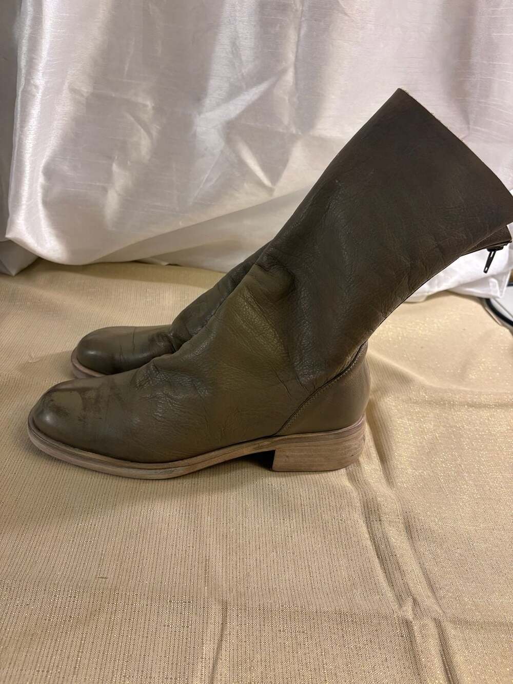 Free People Sutton Tight Slouch Boots Taupe Leather - Picture 3 of 11